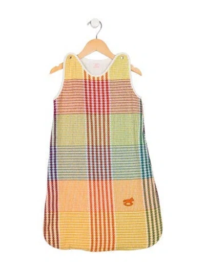 Pre-owned Hermes Babies' Cashmere Loomy Mosaique Sleep Bag In Orange/yellow