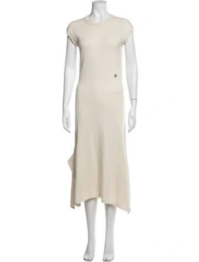 Pre-owned Hermes Cashmere Midi Length Dress In Neutrals