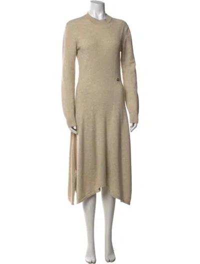 Pre-owned Hermes Cashmere Midi Length Dress In Neutrals