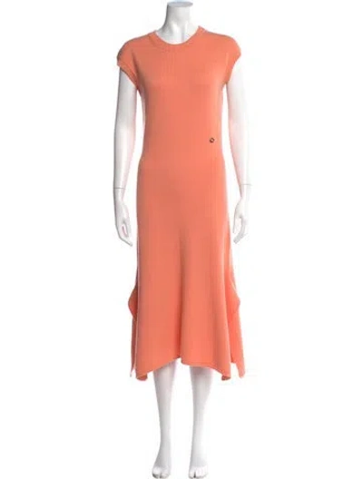 Pre-owned Hermes Cashmere Midi Length Dress In Orange