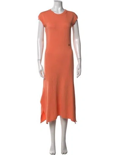 Pre-owned Hermes Cashmere Midi Length Dress In Orange