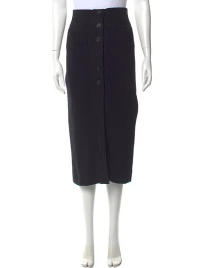 Pre-owned Hermes Cashmere Midi Length Skirt In Black