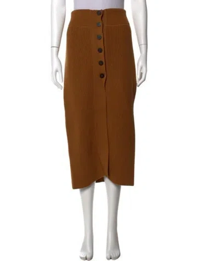 Pre-owned Hermes Cashmere Midi Length Skirt In Brown