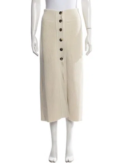 Pre-owned Hermes Cashmere Midi Length Skirt W/ Tags In Neutrals