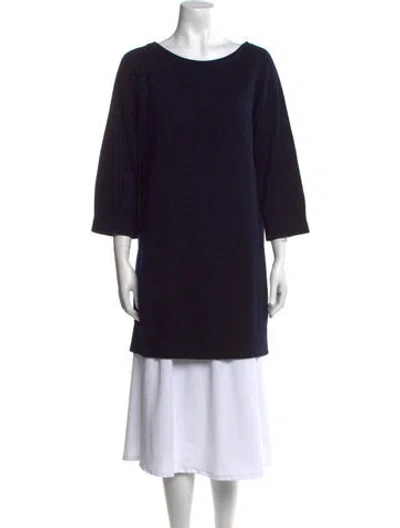 Pre-owned Hermes Cashmere Mini Dress In Blue