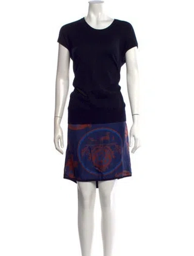 Pre-owned Hermes Cashmere Mini Dress In Blue