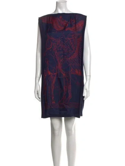 Pre-owned Hermes Cashmere Mini Dress In Blue