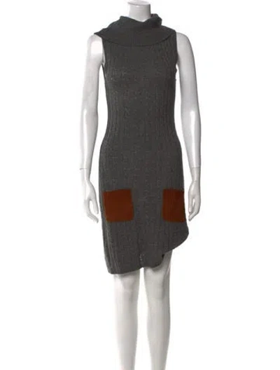 Pre-owned Hermes Cashmere Mini Dress In Gray