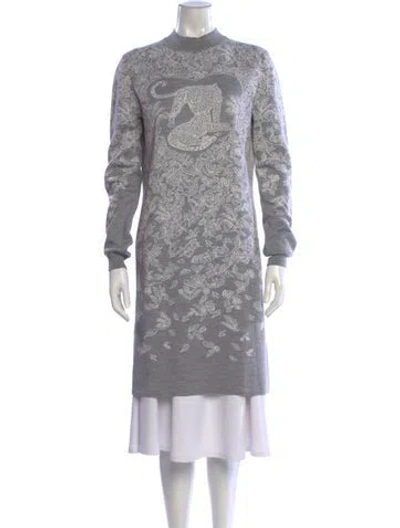 Pre-owned Hermes Cashmere Mini Dress In Gray