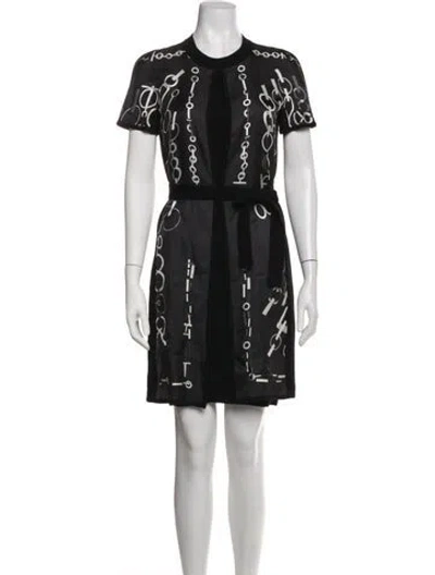 Pre-owned Hermes Cashmere Mini Dress W/ Tags In Black/blue
