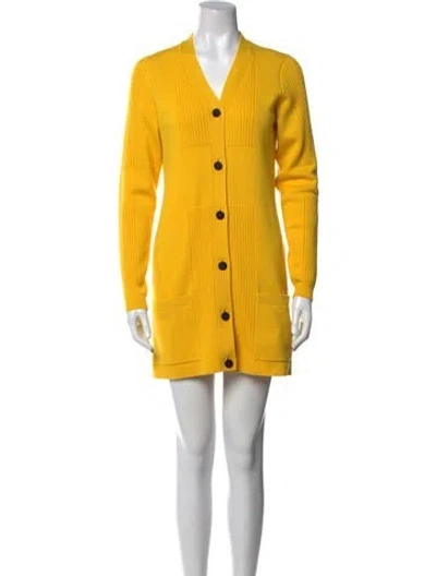 Pre-owned Hermes Cashmere Mini Dress In Yellow