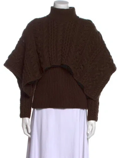 Pre-owned Hermes Cashmere Mock Neck Sweater In Brown