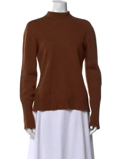 Pre-owned Hermes Cashmere Mock Neck Sweater In Brown