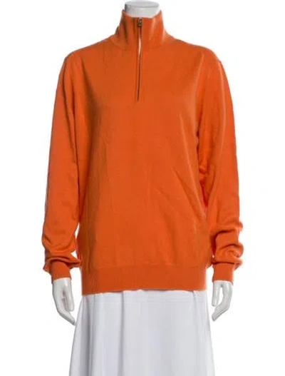 Pre-owned Hermes Cashmere Mock Neck Sweater In Orange