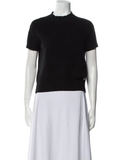 Pre-owned Hermes Cashmere Mock Neck T-shirt In Black