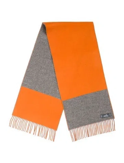 Pre-owned Hermes Cashmere Muffler In Orange