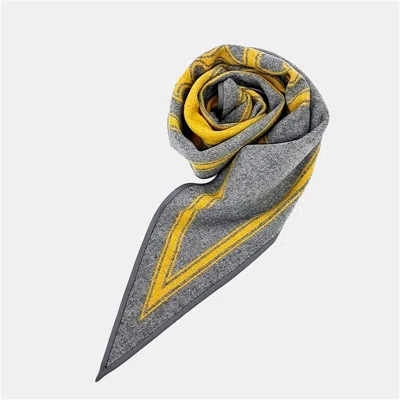 Pre-owned Hermes Hermès Cashmere Mustard/grey Triangle Scarf In Gray