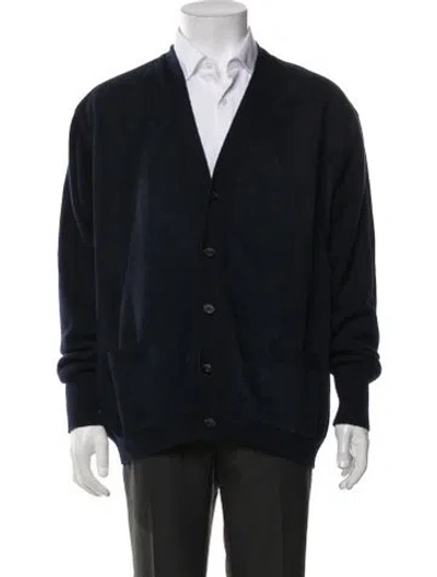 Pre-owned Hermes Cashmere Open Front Cardigan In Blue