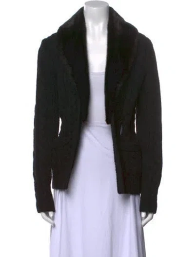 Pre-owned Hermes Cashmere Open Front Sweater In Black
