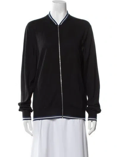 Pre-owned Hermes Cashmere Open Front Sweater In Black