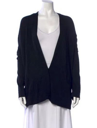 Pre-owned Hermes Cashmere Open Front Sweater In Black