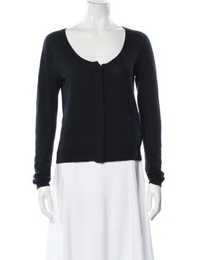 Pre-owned Hermes Cashmere Open Front Sweater In Blue
