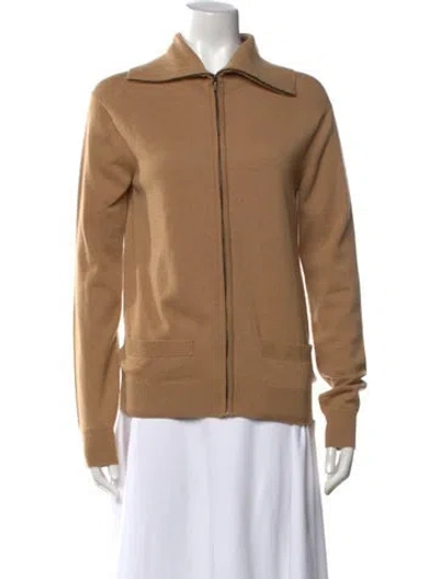 Pre-owned Hermes Cashmere Open Front Sweater In Brown