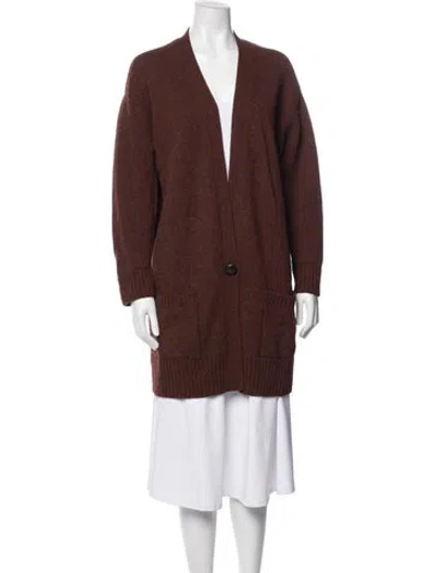 Pre-owned Hermes Cashmere Open Front Sweater In Brown