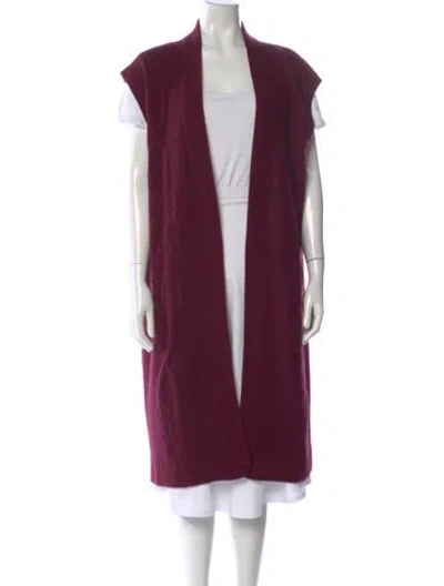 Pre-owned Hermes Cashmere Open Front Sweater In Burgundy