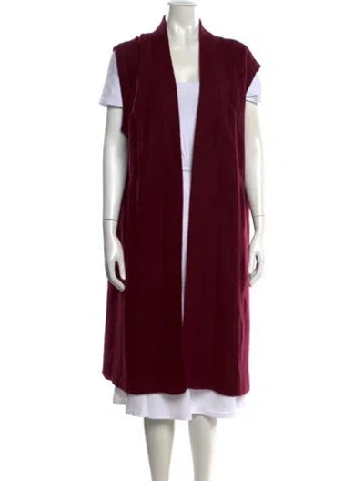 Pre-owned Hermes Cashmere Open Front Sweater In Burgundy