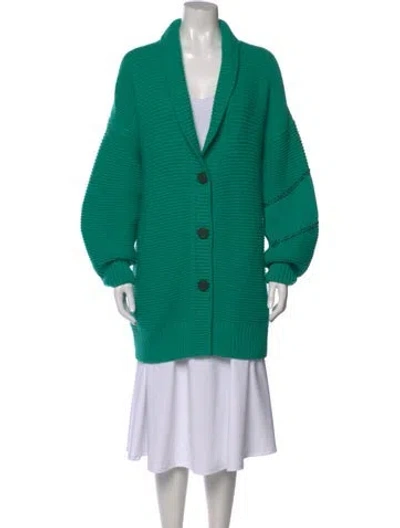 Pre-owned Hermes Cashmere Open Front Sweater In Green