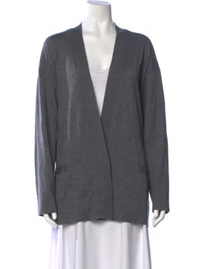 Pre-owned Hermes Cashmere Open Front Sweater In Grey