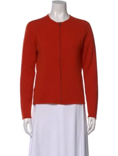 Pre-owned Hermes Cashmere Open Front Sweater In Orange