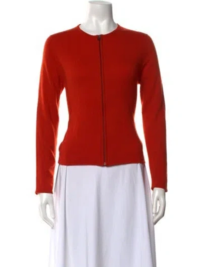 Pre-owned Hermes Cashmere Open Front Sweater In Orange