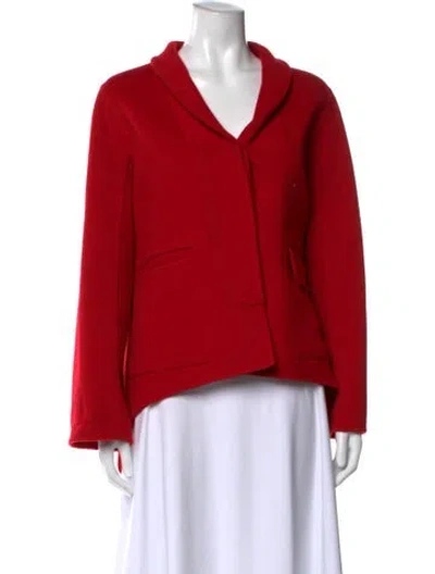 Pre-owned Hermes Cashmere Open Front Sweater In Red