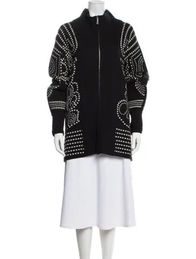 Pre-owned Hermes Cashmere Patterned Coat In Black