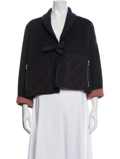 Pre-owned Hermes Cashmere Patterned Jacket In Blue