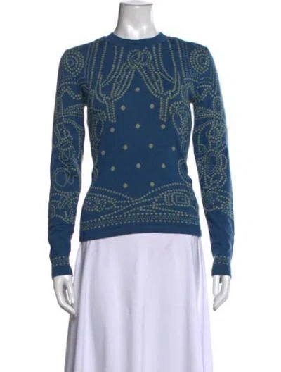Pre-owned Hermes Cashmere Patterned Sweater In Blue