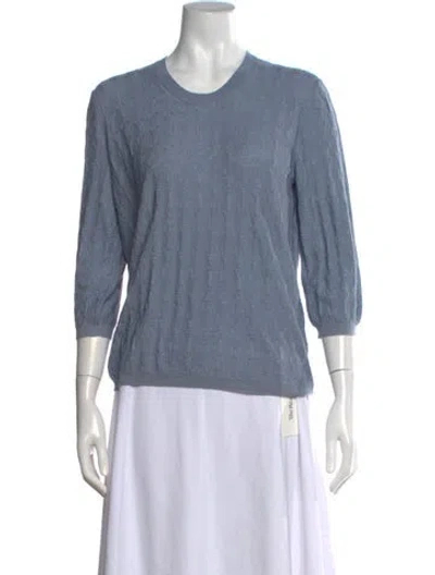 Pre-owned Hermes Cashmere Patterned Sweater In Blue
