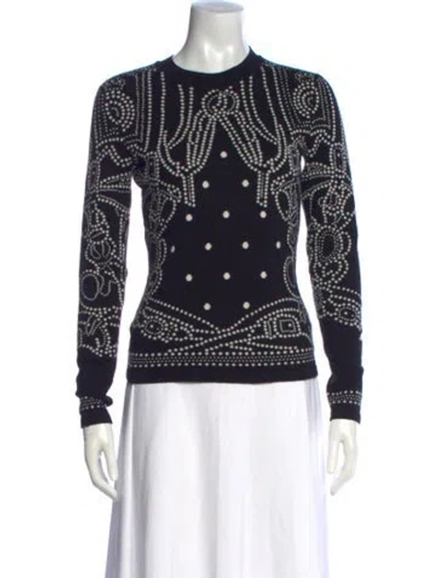 Pre-owned Hermes Cashmere Patterned Sweater In Blue