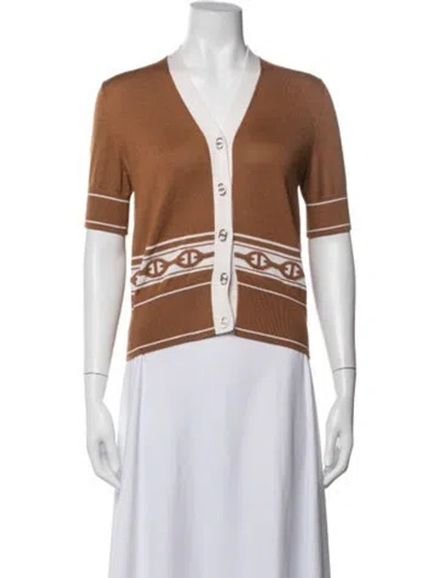 Pre-owned Hermes Cashmere Patterned Sweater In Brown