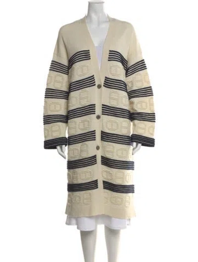 Pre-owned Hermes Cashmere Patterned Sweater W/ Tags In Neutral