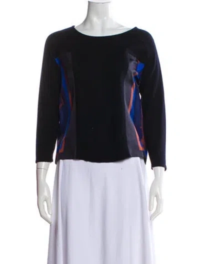 Pre-owned Hermes Cashmere Patterned Top In Blue