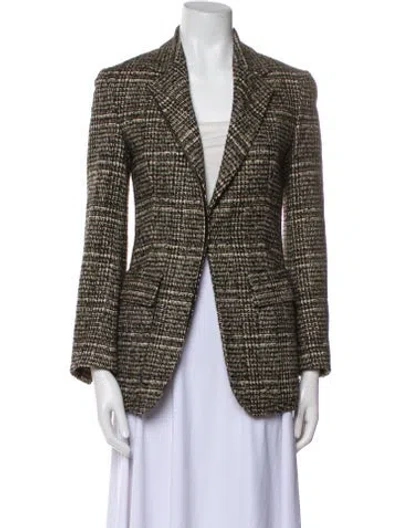 Pre-owned Hermes Cashmere Plaid Print Blazer In Neutral