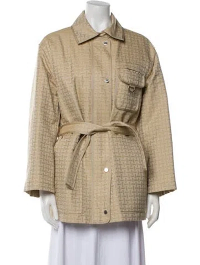 Pre-owned Hermes Cashmere Plaid Print Coat W/ Tags In Neutral