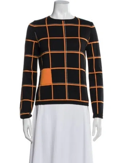 Pre-owned Hermes Cashmere Plaid Print Sweater In Black