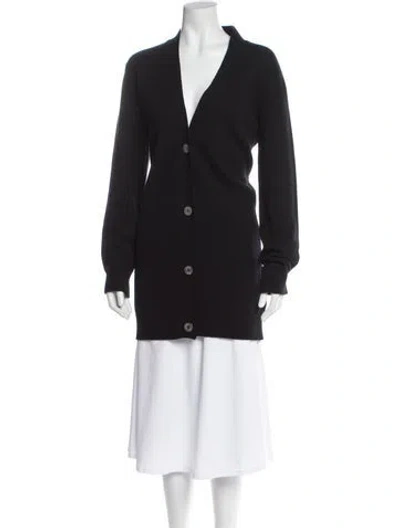 Pre-owned Hermes Cashmere Plunge Neckline Sweater In Black