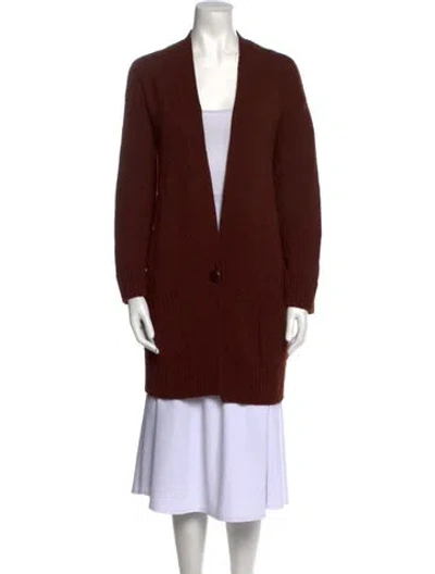 Pre-owned Hermes Cashmere Plunge Neckline Sweater In Brown