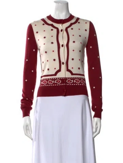 Pre-owned Hermes Cashmere Polka Dot Print Sweater In Red