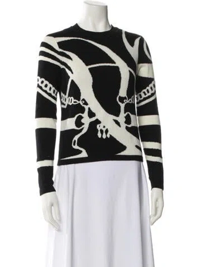 Pre-owned Hermes Cashmere Printed Sweater In Black